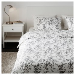 Фото1.Комплект постельного белья ALVINE KVIST 101.596.31 белый/серый 200*200/50*60 IKEA